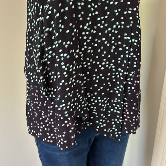 PARKER Vonnie Combo Top Confetti Multi Blouse Black Keyhole Back Sample NEW - Picture 3 of 11